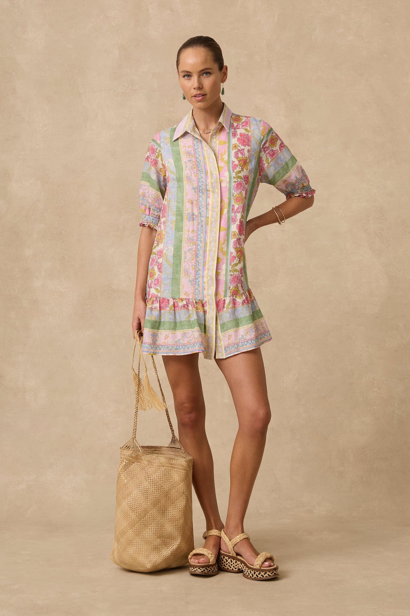 Valetta Tiered Shirt Dress CLOTHING MONTE AND LOU 