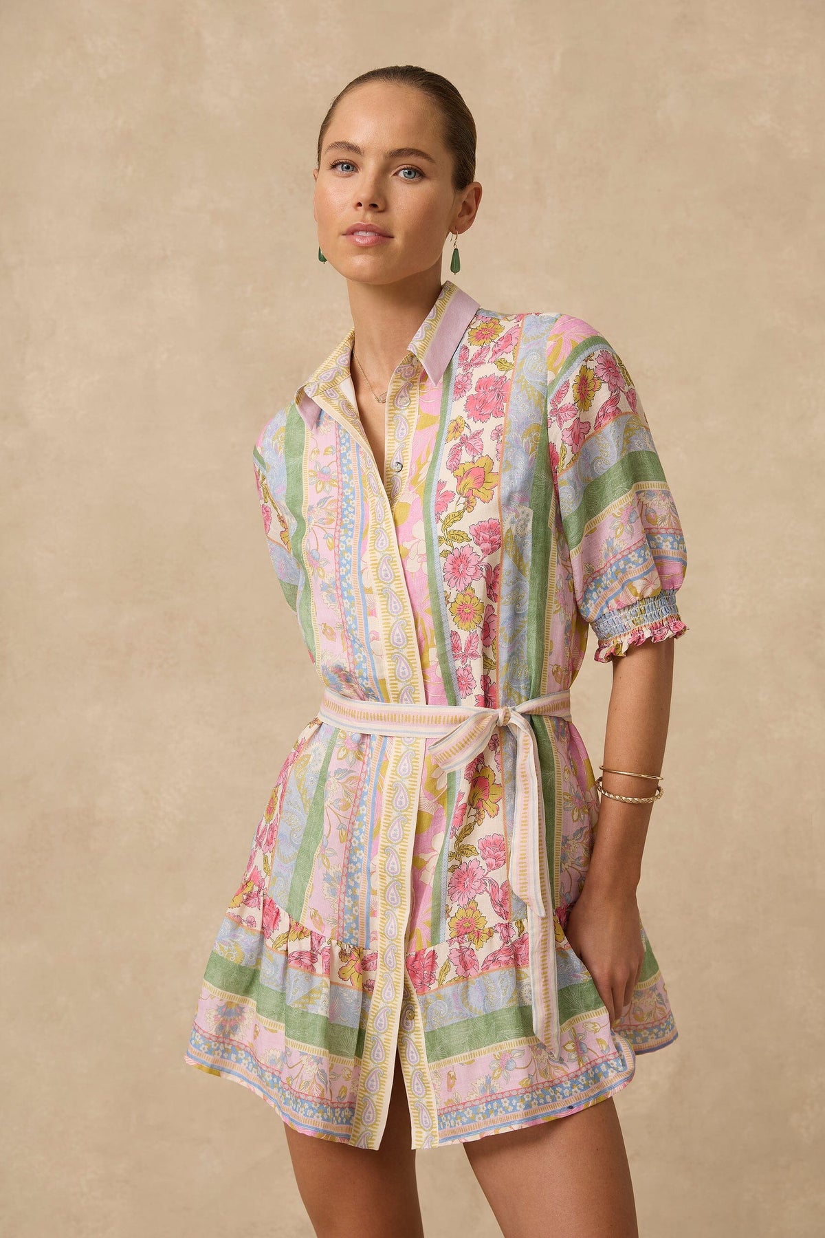 Valetta Tiered Shirt Dress CLOTHING MONTE AND LOU XS PRINT 
