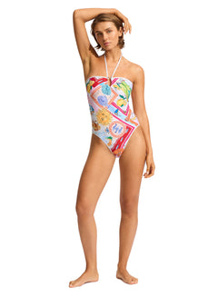 Seafolly Wish You Were Here Bandeau One-Piece Swimsuit