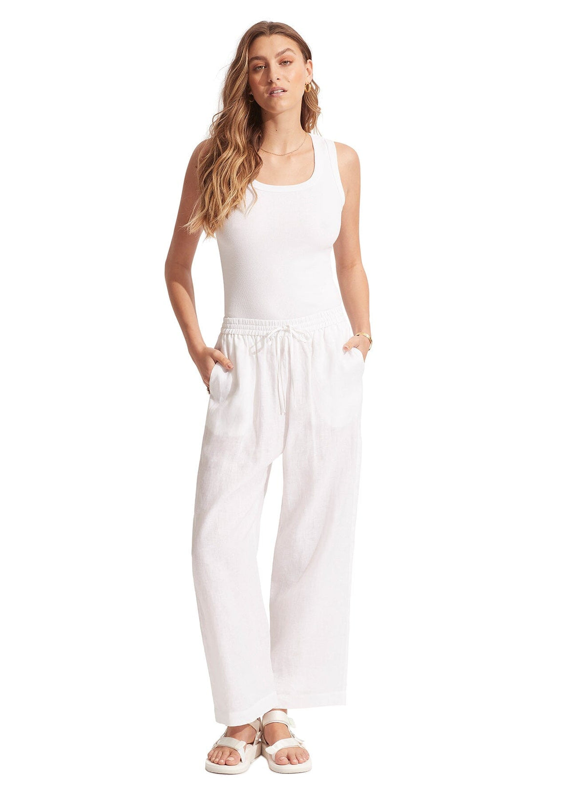 Beach Edit Linen Pant PANT SEAFOLLY XS WHITE 