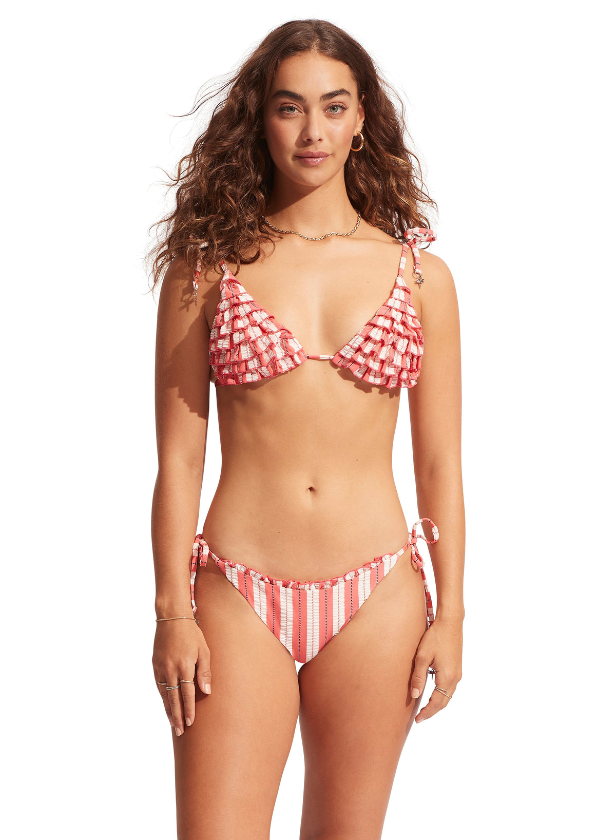 Cabana Ruffle Slide Tri SWIM TOP SEAFOLLY 