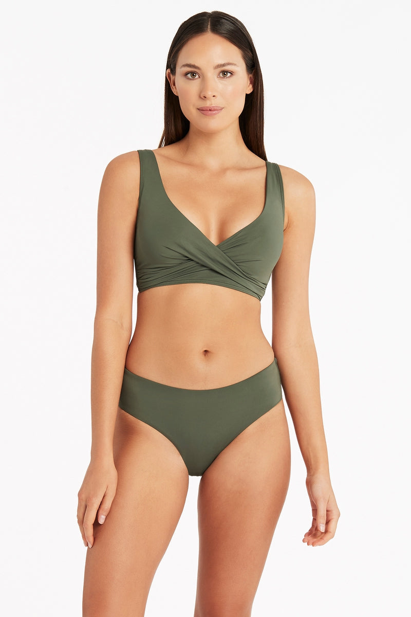 Essentials Cross Front Multifit Bra Top SWIM TOP SEA LEVEL 10 KHAKI 