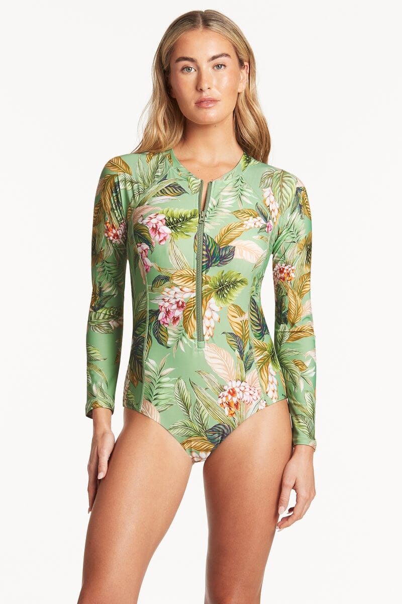 Chlorine Resistant Long Sleeve One Piece Swimsuit