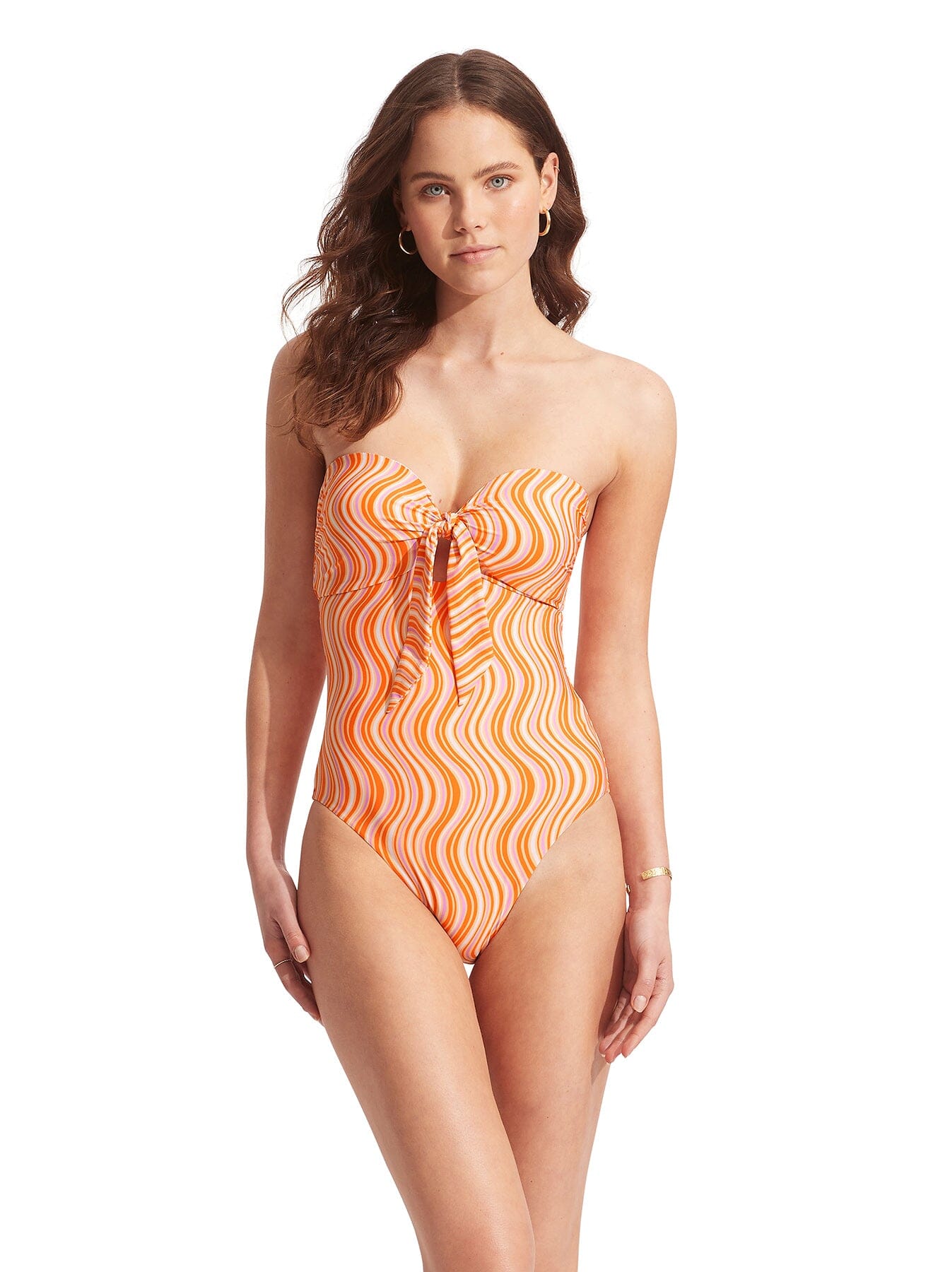 Mod Squad Twist Tie Front One Piece SWIM 1PC SEAFOLLY 10 MANDARIN 