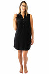 Sally Sleeveless Shirt Dress DRESS LOVE LILY XS BLACK
