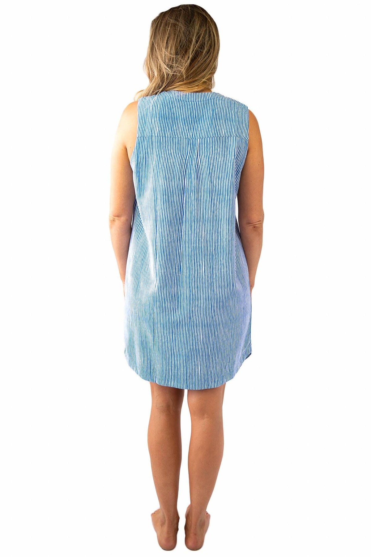 Sally Sleeveless Shirt Dress Stripes DRESS LOVE LILY 